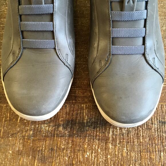 Kizik New York Court Shoe Sneaker Mens 8.5 Wide Slip on Hands Free Grey Leatherd - Picture 9 of 10
